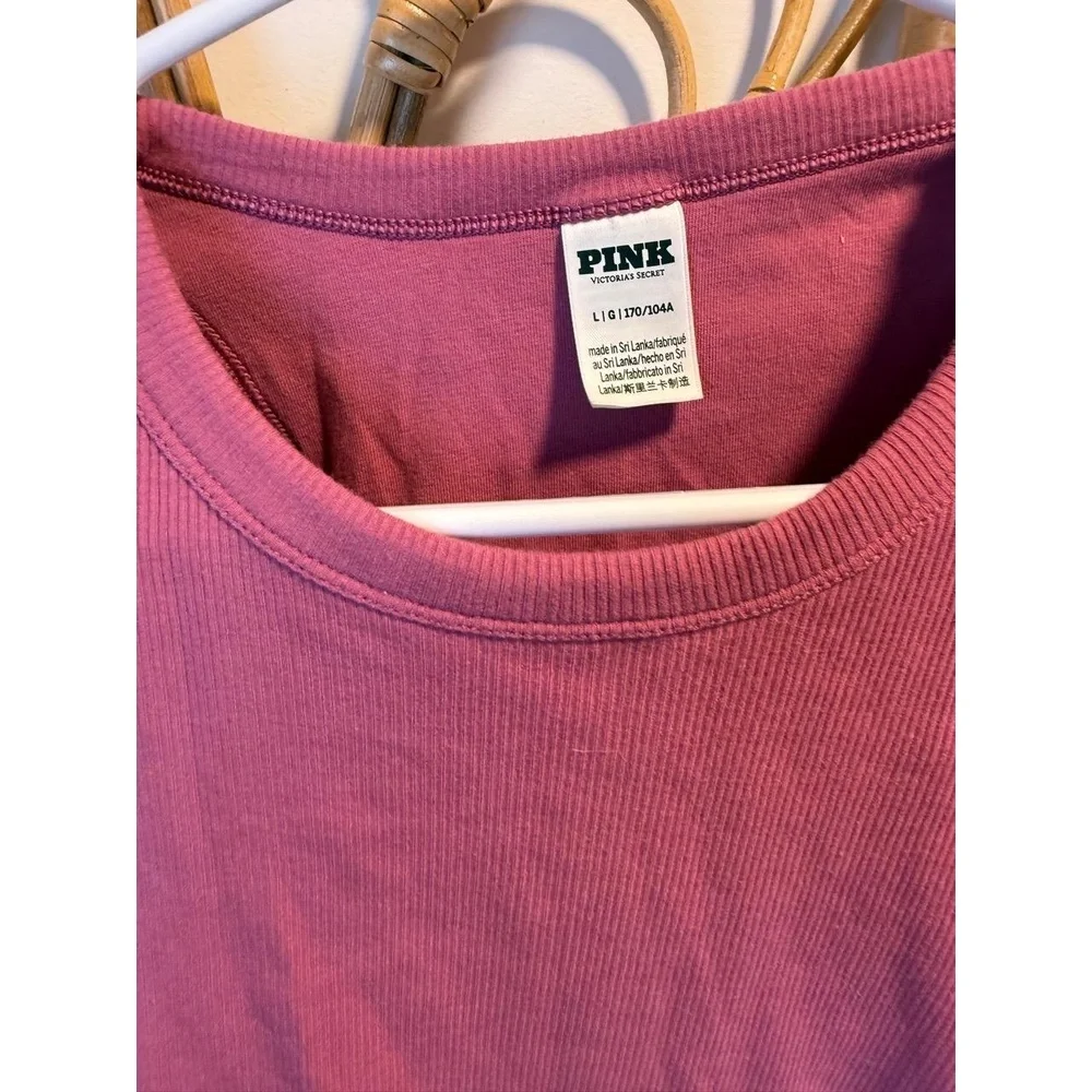 PINK Victoria's Secret Ribbed‎ Tank Top Womens Size L Pink Sleeveless - Picture 2 of 3